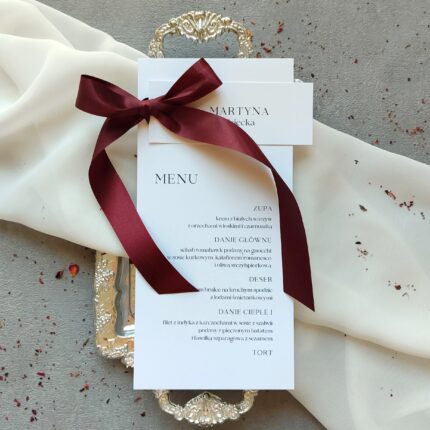 Menu prostokątne z winietką i kokardą