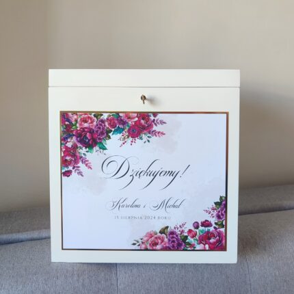 Drewniane pudełko na koperty - białe większe